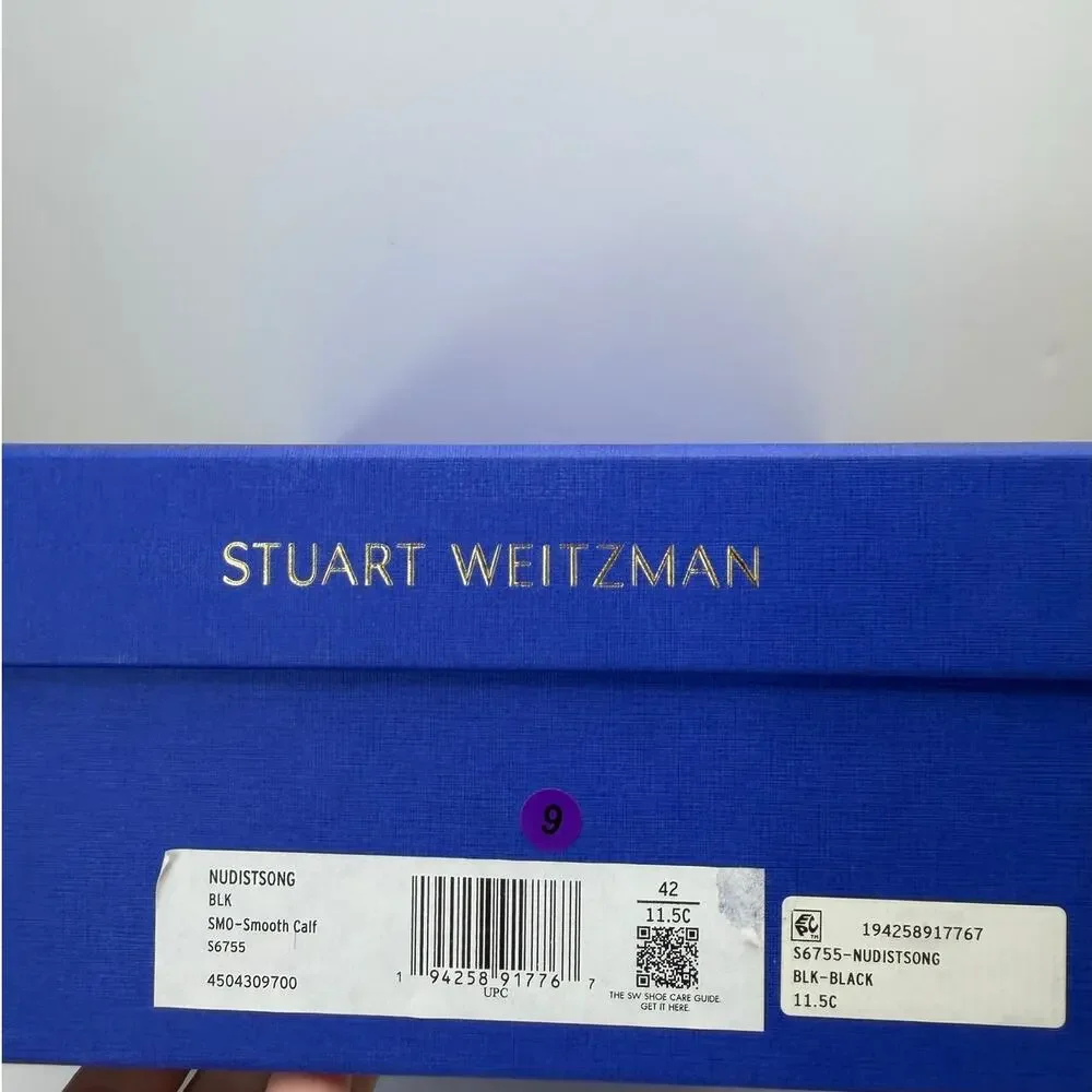 Stuart Weitzman Nudistsong Leather Ankle Strap Sandal Black Women's 11.5B